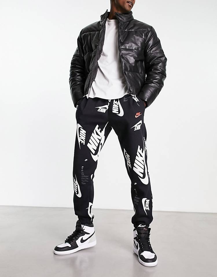 Nike Club Plus logo print joggers in black